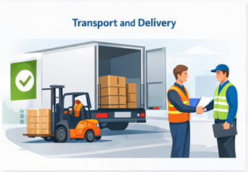 Taşıma işleminin gerçekleştirilmesi ve teslimatı Kargo yükleme, taşıma ve başarılı teslimat onayı